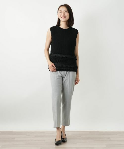 Leilian / レリアン テーラードジャケット | 透かし編みフリンジベスト【Leilian WHITE LABEL】 | 詳細4