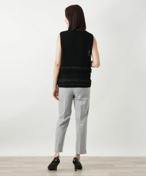 Leilian / レリアン テーラードジャケット | 透かし編みフリンジベスト【Leilian WHITE LABEL】 | 詳細6