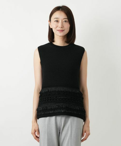 Leilian / レリアン テーラードジャケット | 透かし編みフリンジベスト【Leilian WHITE LABEL】 | 詳細7
