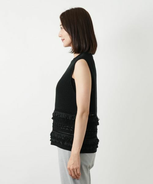 Leilian / レリアン テーラードジャケット | 透かし編みフリンジベスト【Leilian WHITE LABEL】 | 詳細8