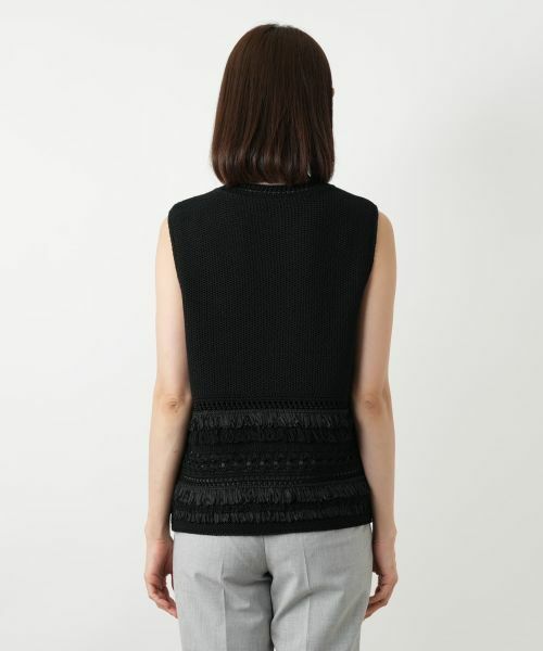 Leilian / レリアン テーラードジャケット | 透かし編みフリンジベスト【Leilian WHITE LABEL】 | 詳細9