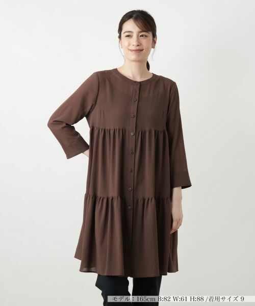 Leilian/レリアン ティアードブラウス【Leilian WHITE LABEL】 ブラウン系 9(M)