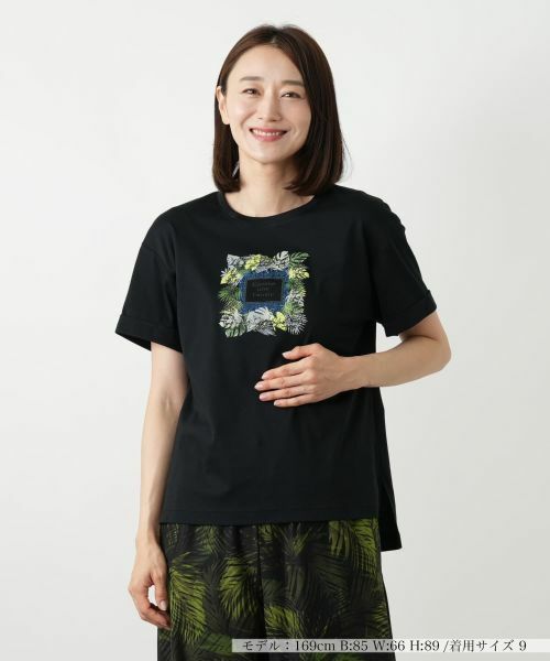 Leilian/レリアン プリントTシャツ【Leilian WHITE LABEL】 ブラック 11(L) Leilian/レリアン プリントTシャツ【Leilian WHITE LABEL】 ブラック 11(L)