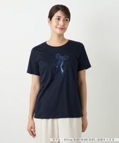 美品＊レリアン　ホワイトレーベル＊ネイビーカットソー♪ 刺繍シアーカットソー【Leilian WHITE LABEL】|レリアン