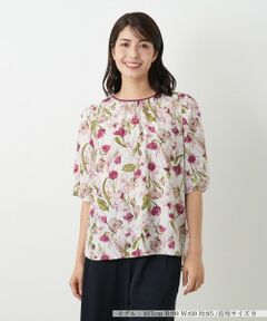 Leilian / レリアン シャツ・ブラウス | フラワー柄スモックブラウス【Leilian WHITE LABEL】