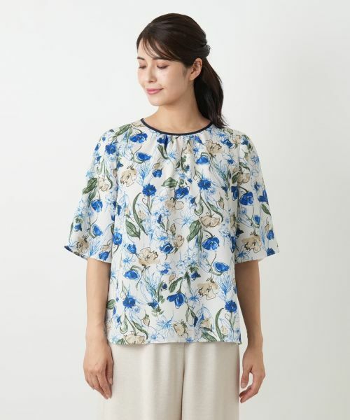 Leilian / レリアン シャツ・ブラウス | フラワー柄スモックブラウス【Leilian WHITE LABEL】 | 詳細7