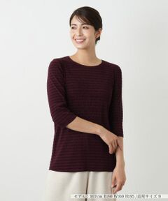 Leilian / レリアン カットソー | ボーダー七分袖カットソー【Leilian WHITE LABEL】