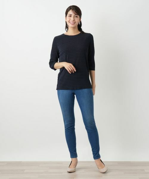 Leilian / レリアン カットソー | ボーダー七分袖カットソー【Leilian WHITE LABEL】 | 詳細1