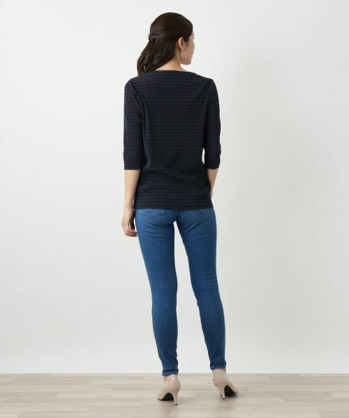 Leilian / レリアン カットソー | ボーダー七分袖カットソー【Leilian WHITE LABEL】 | 詳細3