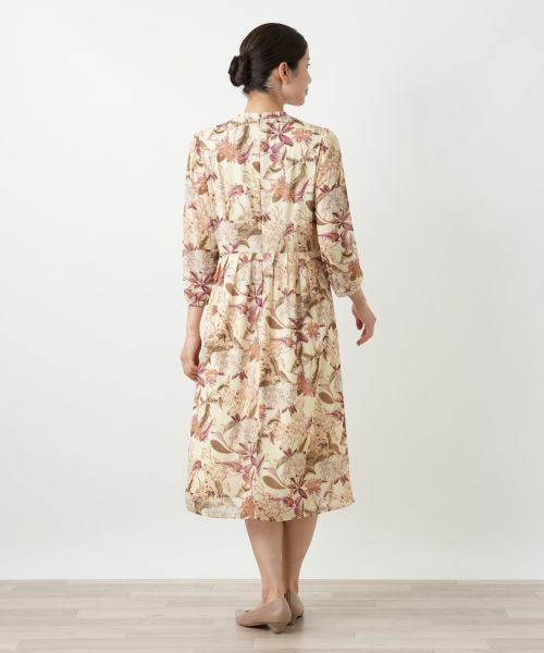 Leilian / レリアン ドレス | 洗える花柄フレアワンピース【パワーネット素材】【Leilian WHITE LABEL】 | 詳細3