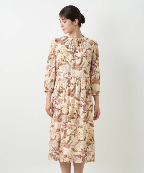 Leilian / レリアン ドレス | 洗える花柄フレアワンピース【パワーネット素材】【Leilian WHITE LABEL】 | 詳細4