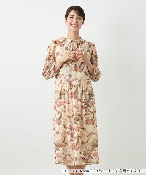 Leilian/レリアン 洗える花柄フレアワンピース【パワーネット素材】【Leilian WHITE LABEL】 キャメル 11(L) Leilian/レリアン 洗える花柄フレアワンピース【パワーネット素材】【Leilian WHITE LABEL】 キャメル 11(L)