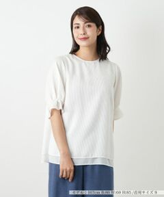 美品　レリアン　ホワイトレーベル　可愛いくすみブルー半袖トップス 13プラス 1324s026_00.jpg