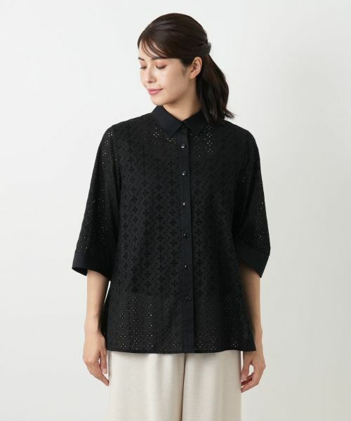 Leilian / レリアン シャツ・ブラウス | カットワーク七分袖ブラウス【Leilian WHITE LABEL】 | 詳細7