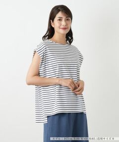 Leilian / レリアン カットソー | ボーダーノースリーブカットソー【Leilian WHITE LABEL】