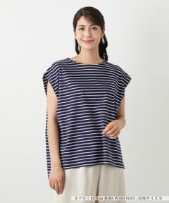 Leilian / レリアン カットソー | ボーダーノースリーブカットソー【Leilian WHITE LABEL】