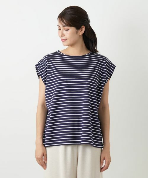 Leilian / レリアン カットソー | ボーダーノースリーブカットソー【Leilian WHITE LABEL】 | 詳細7