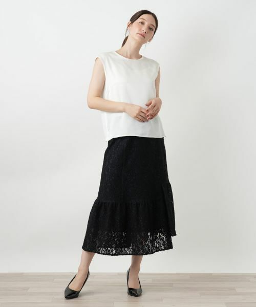 Leilian / レリアン ミニ・ひざ丈スカート | カギ編みレーススカート | 詳細1