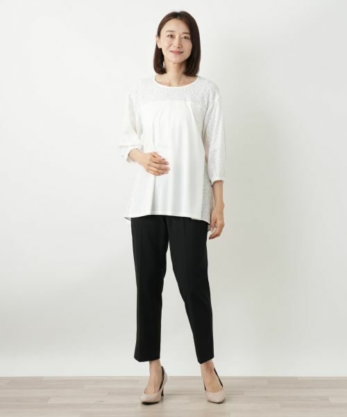 Leilian / レリアン カットソー | レース切替カットソー【Leilian WHITE LABEL】 | 詳細1