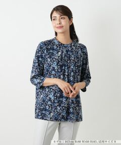 Leilian / レリアン カットソー | プリントバンドカラーブラウス【Leilian WHITE LABEL】