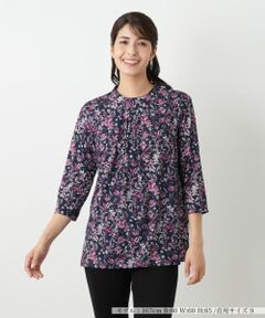 Leilian / レリアン カットソー | プリントバンドカラーブラウス【Leilian WHITE LABEL】