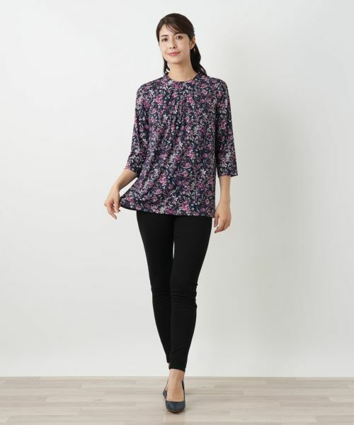 Leilian / レリアン カットソー | プリントバンドカラーブラウス【Leilian WHITE LABEL】 | 詳細1