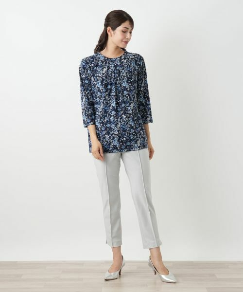 Leilian / レリアン カットソー | プリントバンドカラーブラウス【Leilian WHITE LABEL】 | 詳細4