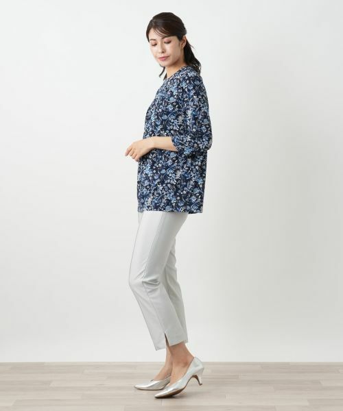 Leilian / レリアン カットソー | プリントバンドカラーブラウス【Leilian WHITE LABEL】 | 詳細5