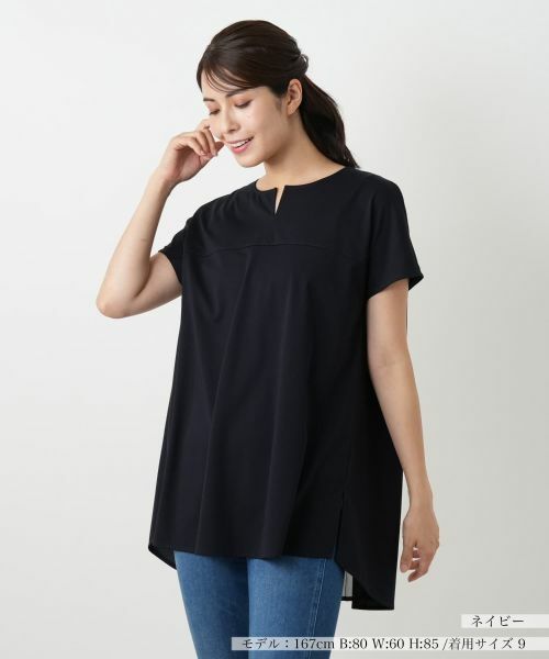 Leilian/レリアン バック切替キーネックブラウス ネイビー 11(L) Leilian/レリアン バック切替キーネックブラウス ネイビー 11(L)