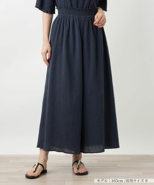 Leilian/レリアン ワイドパンツ ネイビー 9(M)