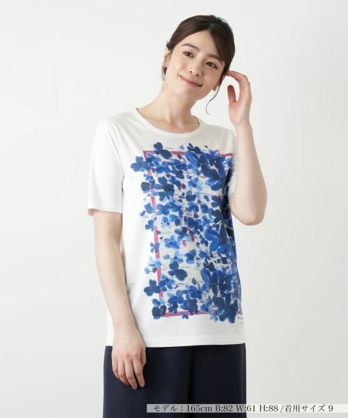 Leilian/レリアン プリントカットソー【ROCHAS Premiere】 アイボリー 11(L) Leilian/レリアン プリントカットソー【ROCHAS Premiere】 アイボリー 11(L)