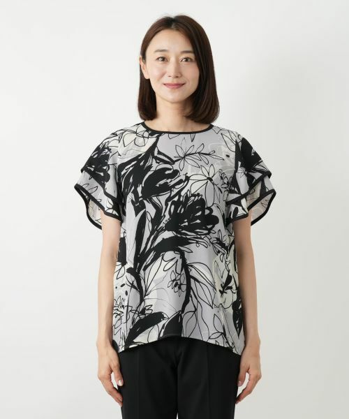 Leilian / レリアン シャツ・ブラウス | ティアードスリーブプリントブラウス | 詳細7