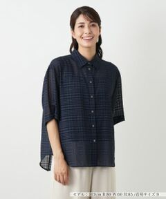 Leilian / レリアン シャツ・ブラウス | シアーチェックブラウス【Leilian WHITE LABEL】