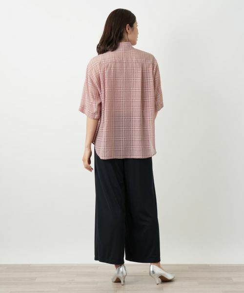 Leilian レリアン　ノーカラーシャツ　ブラウス　カットソー　size13 Leilian レリアン ノーカラーシャツ ブラウス カットソー size13