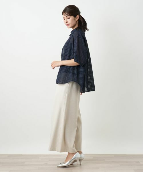 セール】 シアーチェックブラウス【Leilian WHITE LABEL