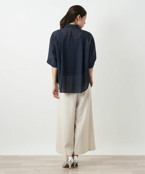 【11】Leilian　レリアン　G.BINDA　カットソー　ブラウス　シアー 刺繍シアーカットソー【Leilian WHITE LABEL】|レリアン