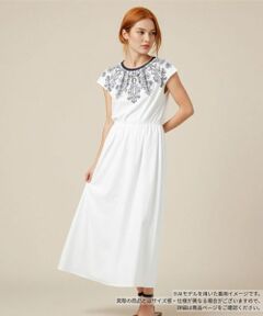 Leilian / レリアン ドレス | 刺繍フレンチスリーブワンピース