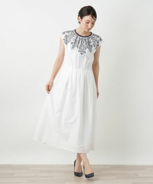 Leilian / レリアン ドレス | 刺繍フレンチスリーブワンピース | 詳細1