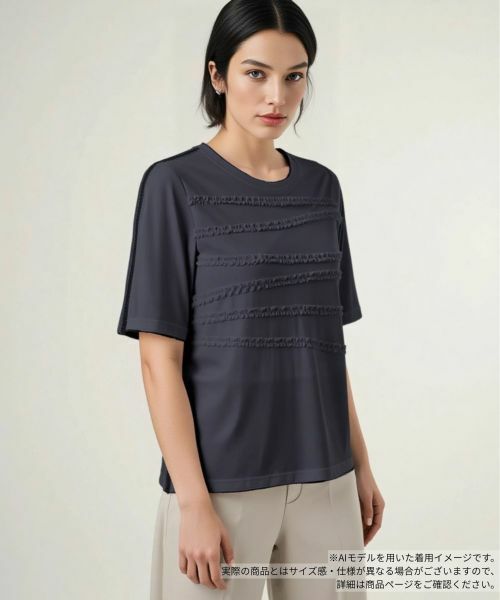 Leilian/レリアン リボンボーダーカットソー ネイビー 11(L) Leilian/レリアン リボンボーダーカットソー ネイビー 11(L)