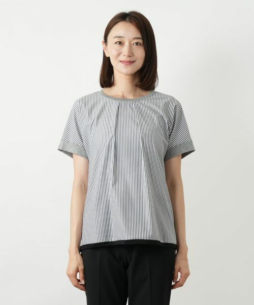Leilian / レリアン カットソー | ストライプ切替カットソー【MUSE BY ROCHAS Premiere】 | 詳細7