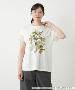 Leilian / レリアン カットソー | 異素材切替プリントTシャツ【MUSE BY ROCHAS Premiere】