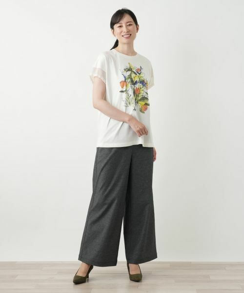 Leilian / レリアン カットソー | 異素材切替プリントTシャツ【MUSE BY ROCHAS Premiere】 | 詳細1