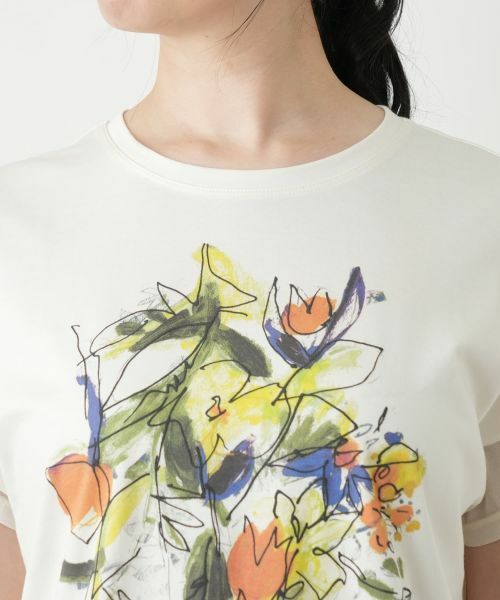 Leilian / レリアン カットソー | 異素材切替プリントTシャツ【MUSE BY ROCHAS Premiere】 | 詳細7