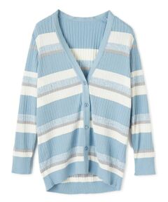 Leilian / レリアン カーディガン・ボレロ | ボーダーVネックニットカーディガン【ROCHAS Premiere】