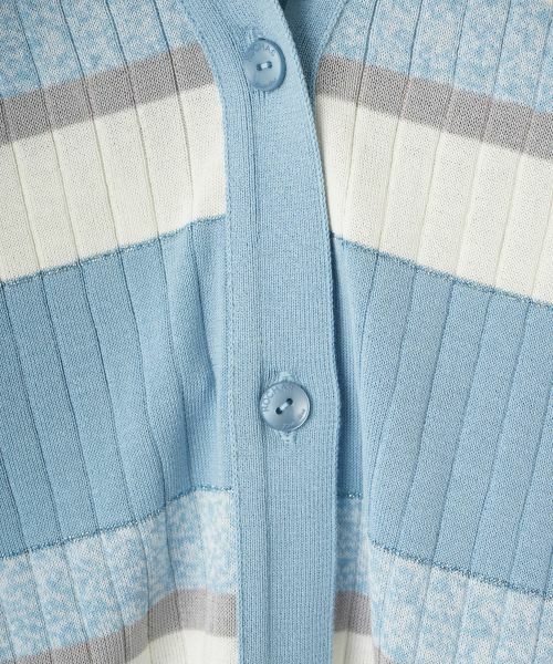 Leilian / レリアン カーディガン・ボレロ | ボーダーVネックニットカーディガン【ROCHAS Premiere】 | 詳細4