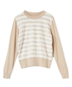 Leilian / レリアン ニット・セーター | ボーダー×レース長袖ニット