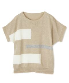 Leilian / レリアン ニット・セーター | 配色デザイン半袖ニット【HAND】