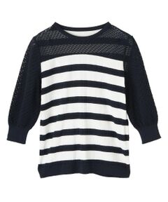 Leilian / レリアン ニット・セーター | 7分袖ボーダーニットプルオーバー【ROCHAS Premiere】