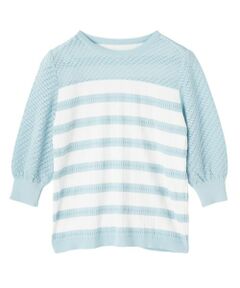 Leilian / レリアン ニット・セーター | 7分袖ボーダーニットプルオーバー【ROCHAS Premiere】