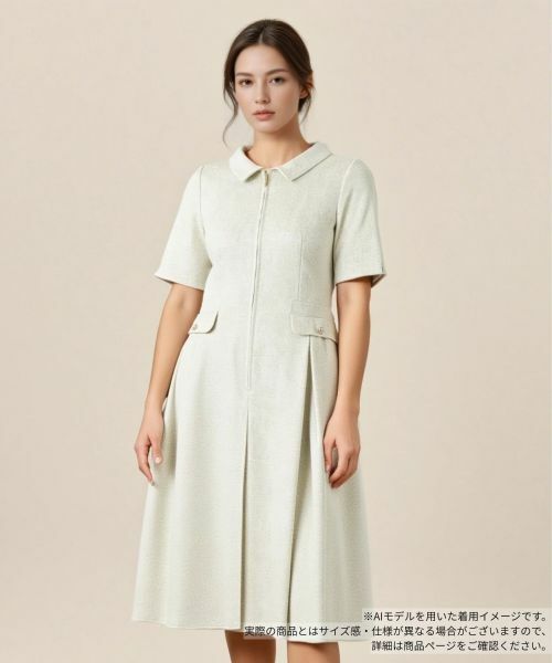 Leilian/レリアン ジップフレアワンピース ミントグリーン 7(S)